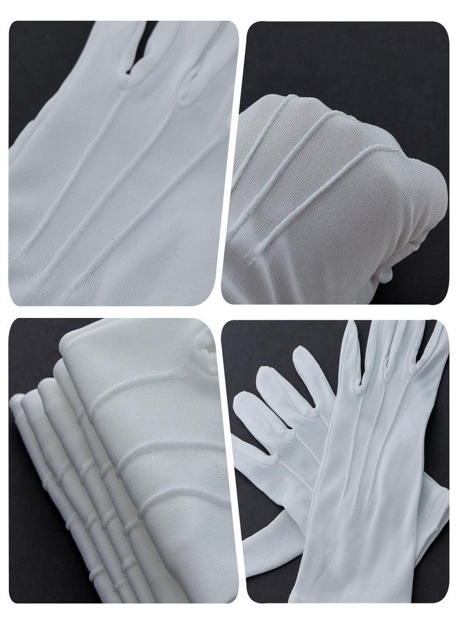 Hftjtsa 12 Pairs Adult White Uniform Gloves Nylon Cotton Parada Costume Gloves for Police Formal Tuxedo Guard Women Men (12, White, one size) - Image 4